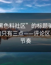 别被“黑色料社区”的标题骗了：真正要看的只有三点——评论区最容易带节奏