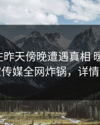 神秘人在昨天傍晚遭遇真相 暧昧蔓延，星空传媒全网炸锅，详情围观