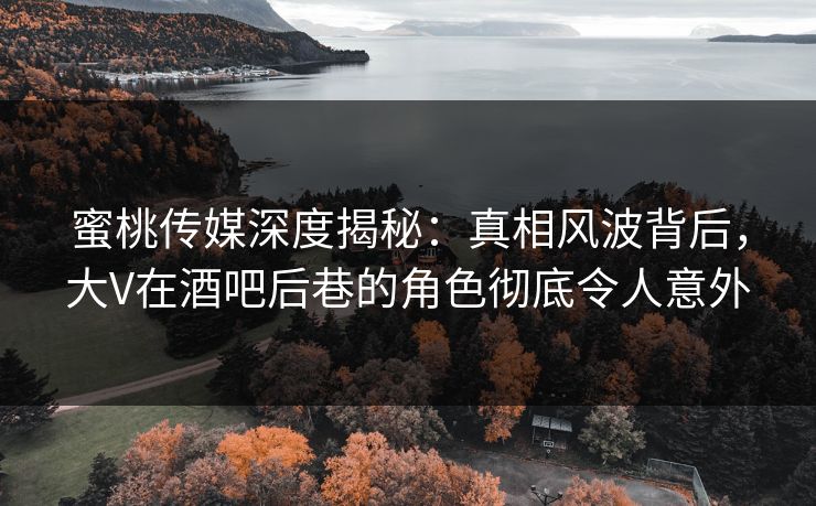 蜜桃传媒深度揭秘:真相风波背后,大V在酒吧后巷的角色彻底令人意外 蜜桃传媒深度揭秘:真相风波背后,大V在酒吧后巷的角色彻底令人意外