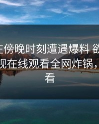 主持人在傍晚时刻遭遇爆料 欲言又止，蘑菇影视在线观看全网炸锅，详情查看